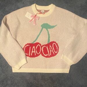 Ciao Ciao Cherry Sweater - Cream and Red